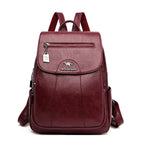 Petit sac à dos femme en similicuir à rabat, neuf coloris, bordeaux