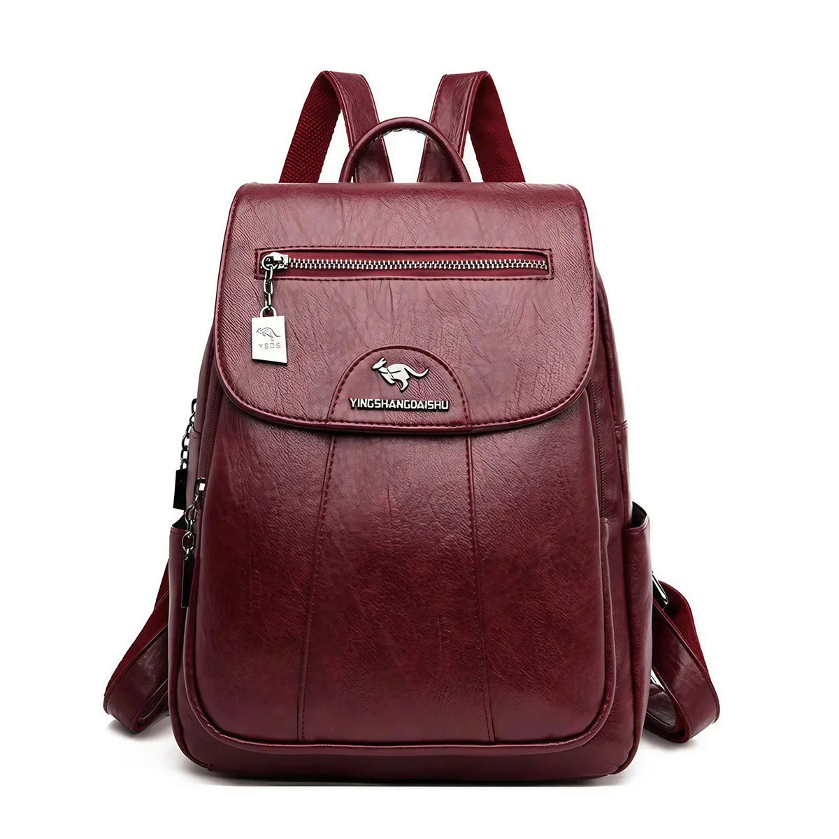 Petit sac à dos femme en similicuir à rabat, neuf coloris, bordeaux