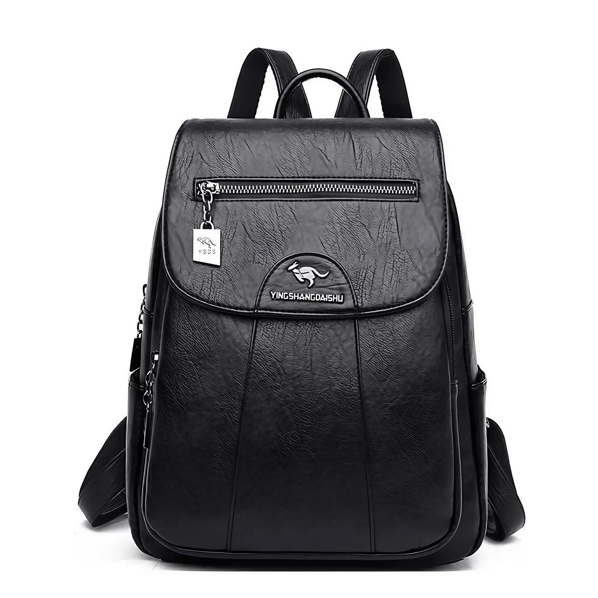 Petit sac à dos femme en similicuir à rabat, neuf coloris, noir