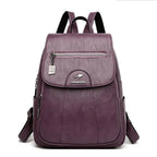 Petit sac à dos femme en similicuir à rabat, neuf coloris, violet