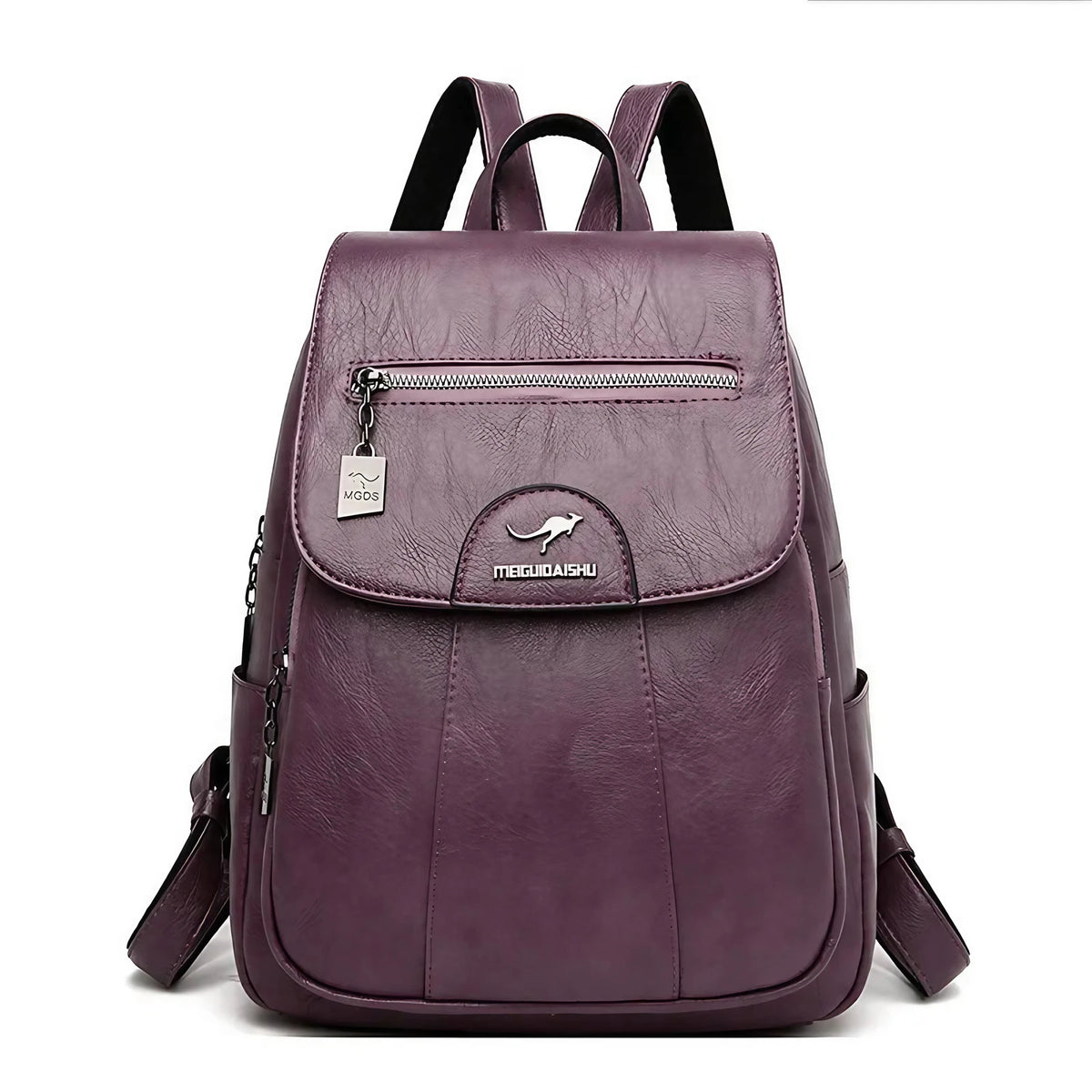 Petit sac à dos femme en similicuir à rabat, neuf coloris, violet