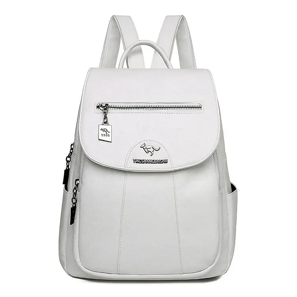 Petit sac à dos femme en similicuir à rabat, neuf coloris, blanc