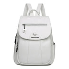 Petit sac à dos femme en similicuir à rabat, neuf coloris, blanc