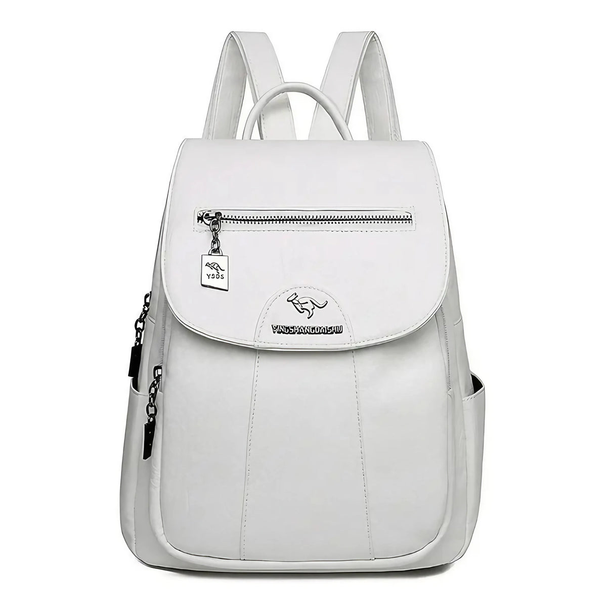 Petit sac à dos femme en similicuir à rabat, neuf coloris, blanc