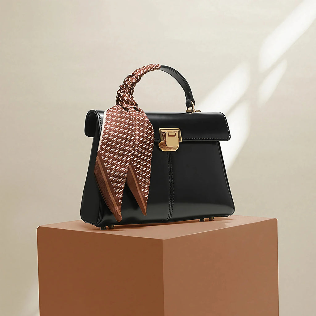 Sac à main carré matelassé façon petit cartable, 25 x 17 cm