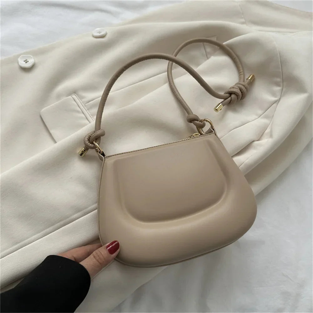 Petit sac à main d'été femme, anse coulissante à nœud, six coloris, beige