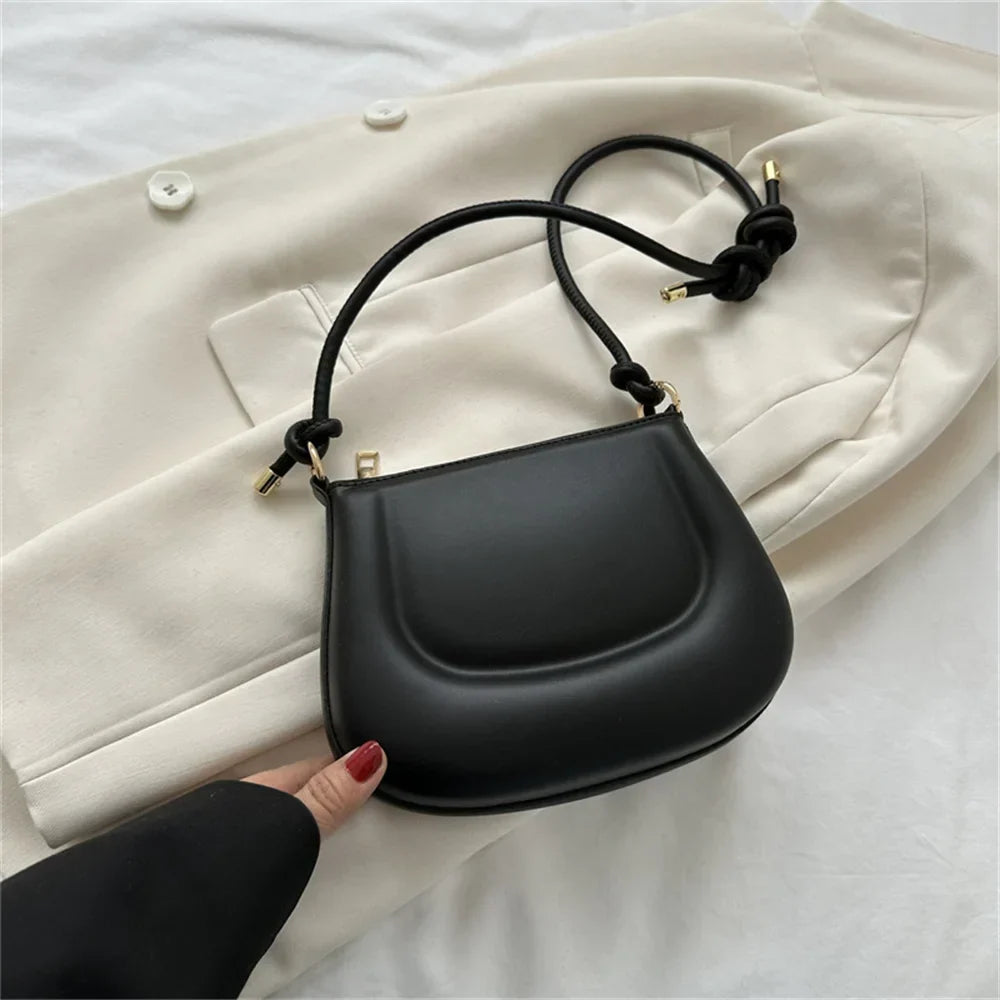 Petit sac à main d'été femme, anse coulissante à nœud, six coloris, noir