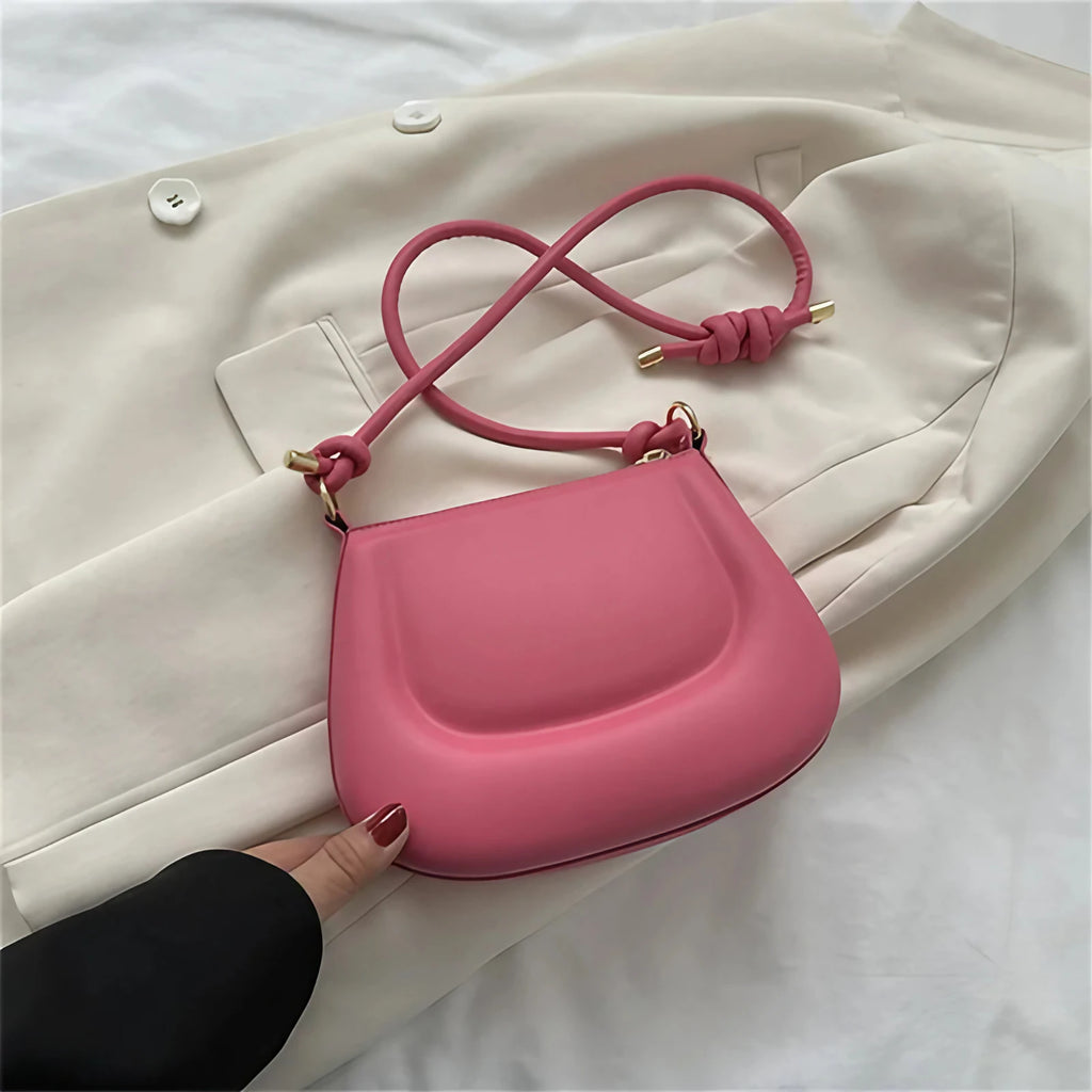 Petit sac à main d'été femme, anse coulissante à nœud, six coloris, rose