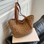 Petit sac en paille tressée femme, fermeture zip, 20 x 17 cm, beige