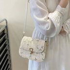 Sac en paille brodé de fleurs femme, rabat, bandoulière amovible