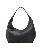 Petit sac porté épaule femme, forme arrondie, similicuir retourné, noir
