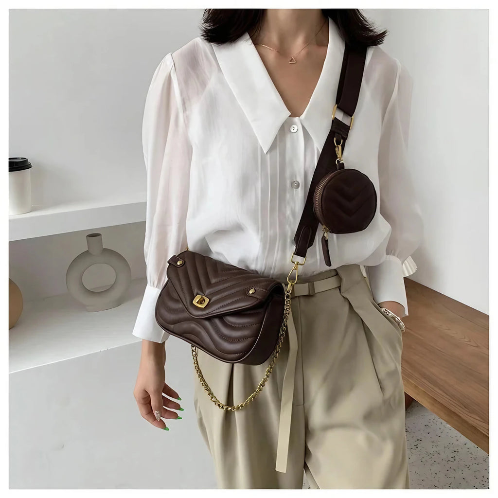 Petit sac à main femme matelassé, chaîne dorée et bandoulière