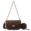Petit sac à main femme matelassé, chaîne dorée et bandoulière, marron