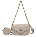 Petit sac à main femme matelassé, chaîne dorée et bandoulière, blanc