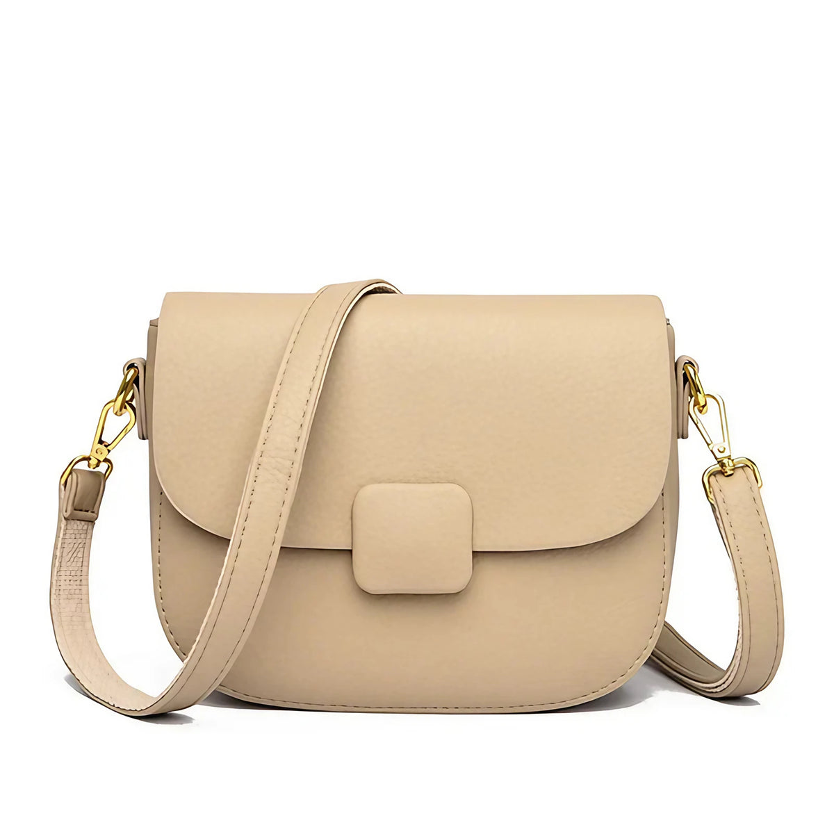 Petit sac à main beige aux lignes arrondies, bandoulière amovible, beige