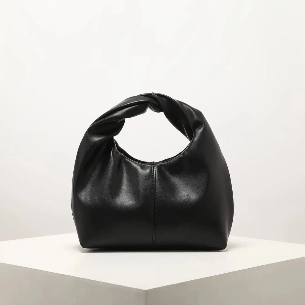 Petit sac à main femme arrondi, anse à maillons dorés, noir