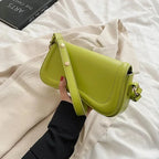 Petit sac femme à rabat aimanté en similicuir lisse, 21 x 12 cm, vert