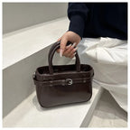 Petit sac à main carré femme, anse courte et sangle longue