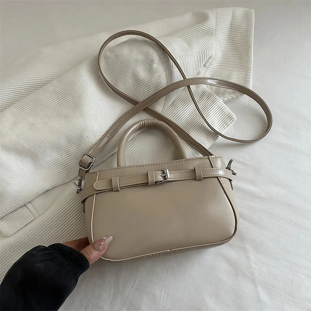 Petit sac à main carré femme, anse courte et sangle longue, bordeaux