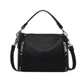 Petit sac à main noir femme en similicuir, fermeture éclair, noir