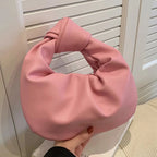Petit sac à main femme arrondi, anse à gros nœud, en similicuir, rose