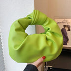 Petit sac à main femme arrondi, anse à gros nœud, en similicuir, vert