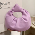 Petit sac à main femme arrondi, anse à gros nœud, en similicuir, lilas