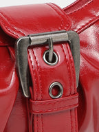 Petit sac à main rouge en similicuir à rivets, 24 x 12 cm