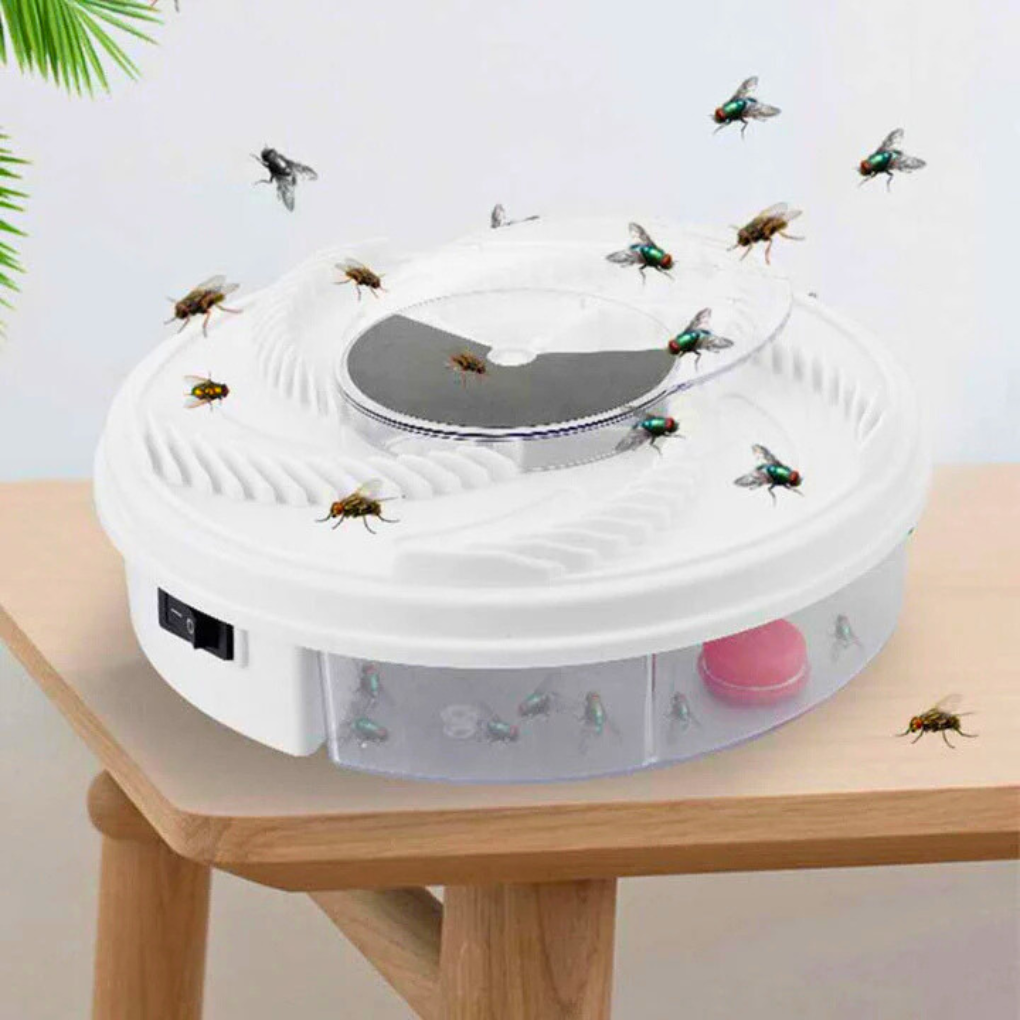 Piège à mouches électrique USB, plateau rotatif, sans insecticide, blanc