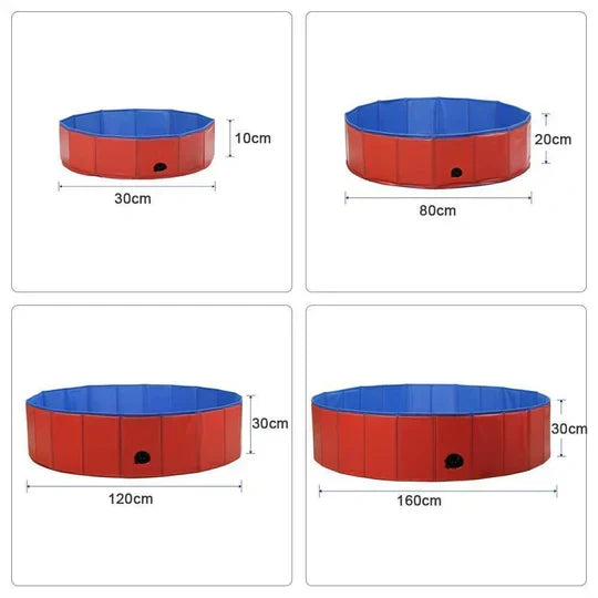 Piscine pliable pour chien avec vidange, cinq tailles