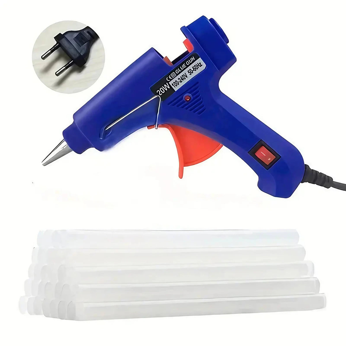 Pistolet à colle chaude 20 W avec 20 bâtonnets