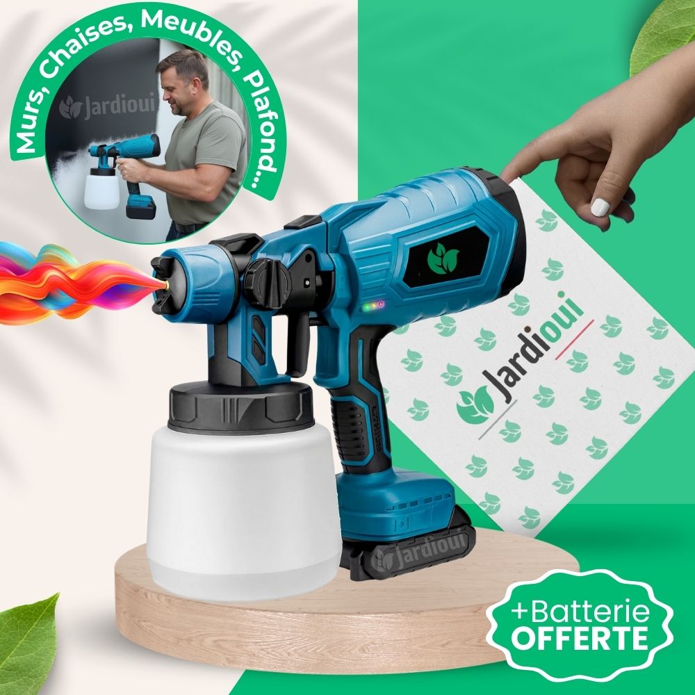 Pistolet à peinture sans fil 500 W, batterie 21V, réservoir 800 ml