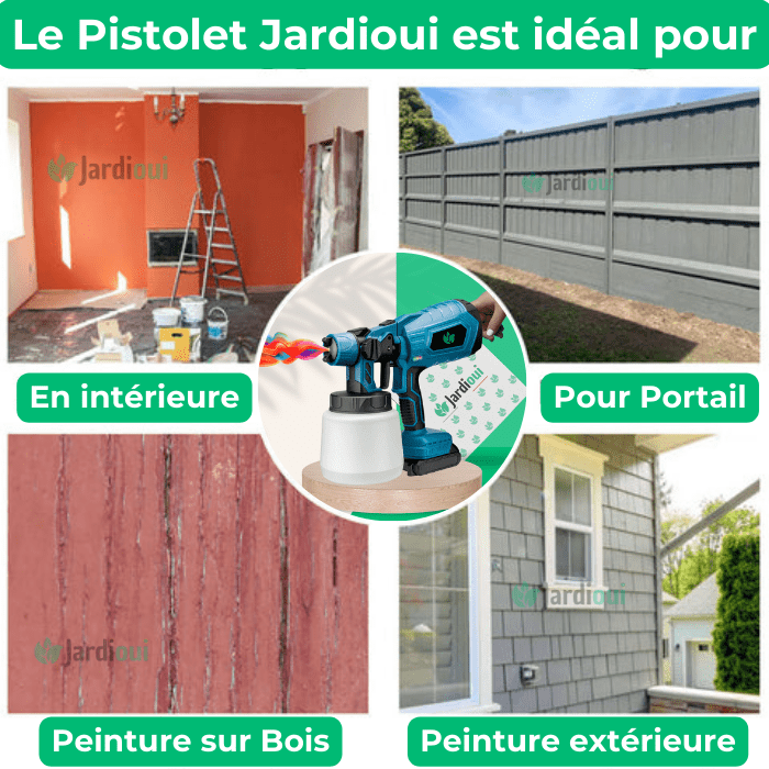 Pistolet à peinture sans fil 500 W, batterie 21V, réservoir 800 ml