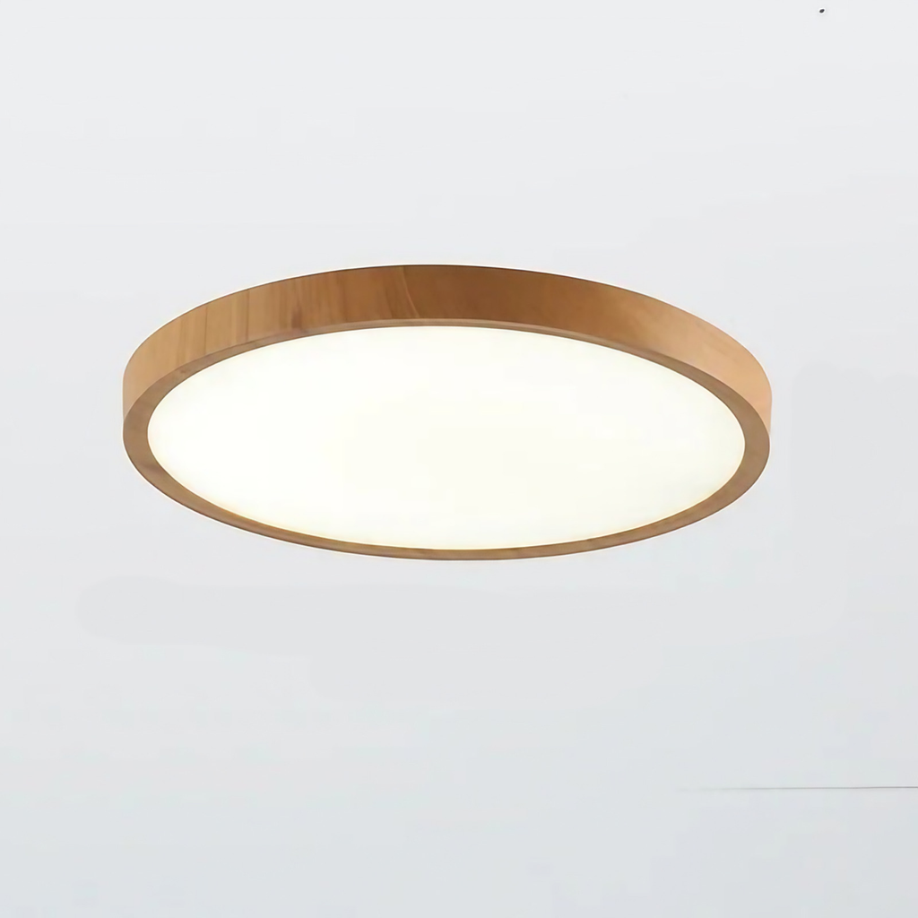Plafonnier LED rond extra-plat effet bois, 30 ou 40 cm