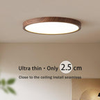 Plafonnier LED rond extra-plat effet bois, 30 ou 40 cm
