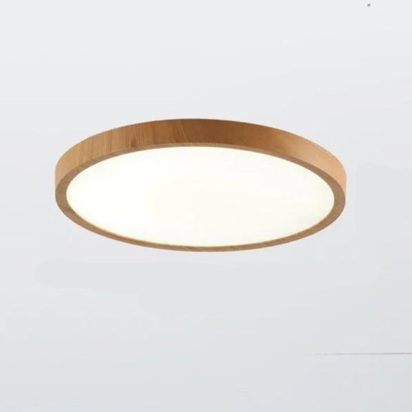 Plafonnier LED rond extra-plat effet bois, 30 ou 40 cm
