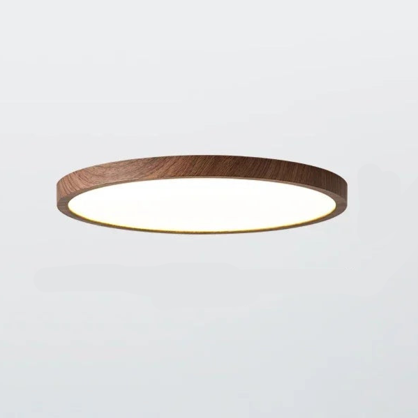Plafonnier LED rond extra-plat effet bois, 30 ou 40 cm