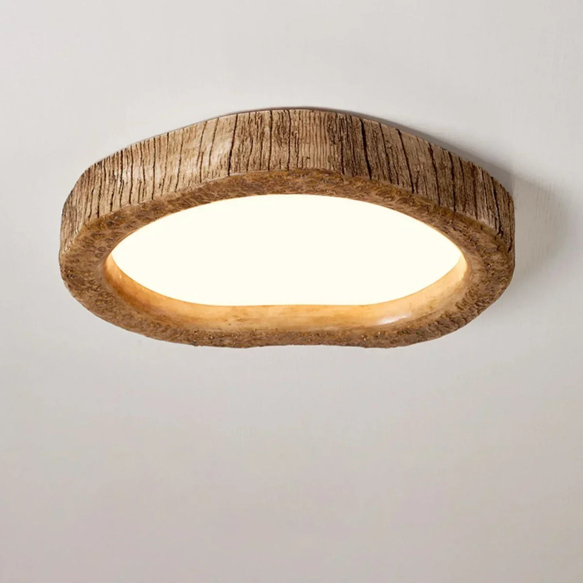 Plafonnier LED en bois et métal, trois teintes de blanc, 24 W