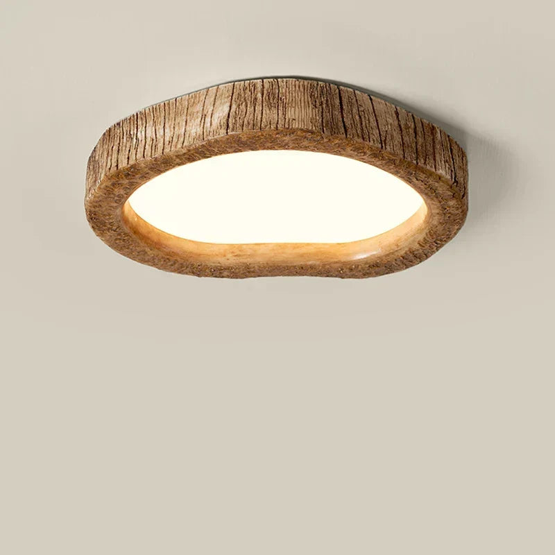 Plafonnier LED en bois et métal, trois teintes de blanc, 24 W