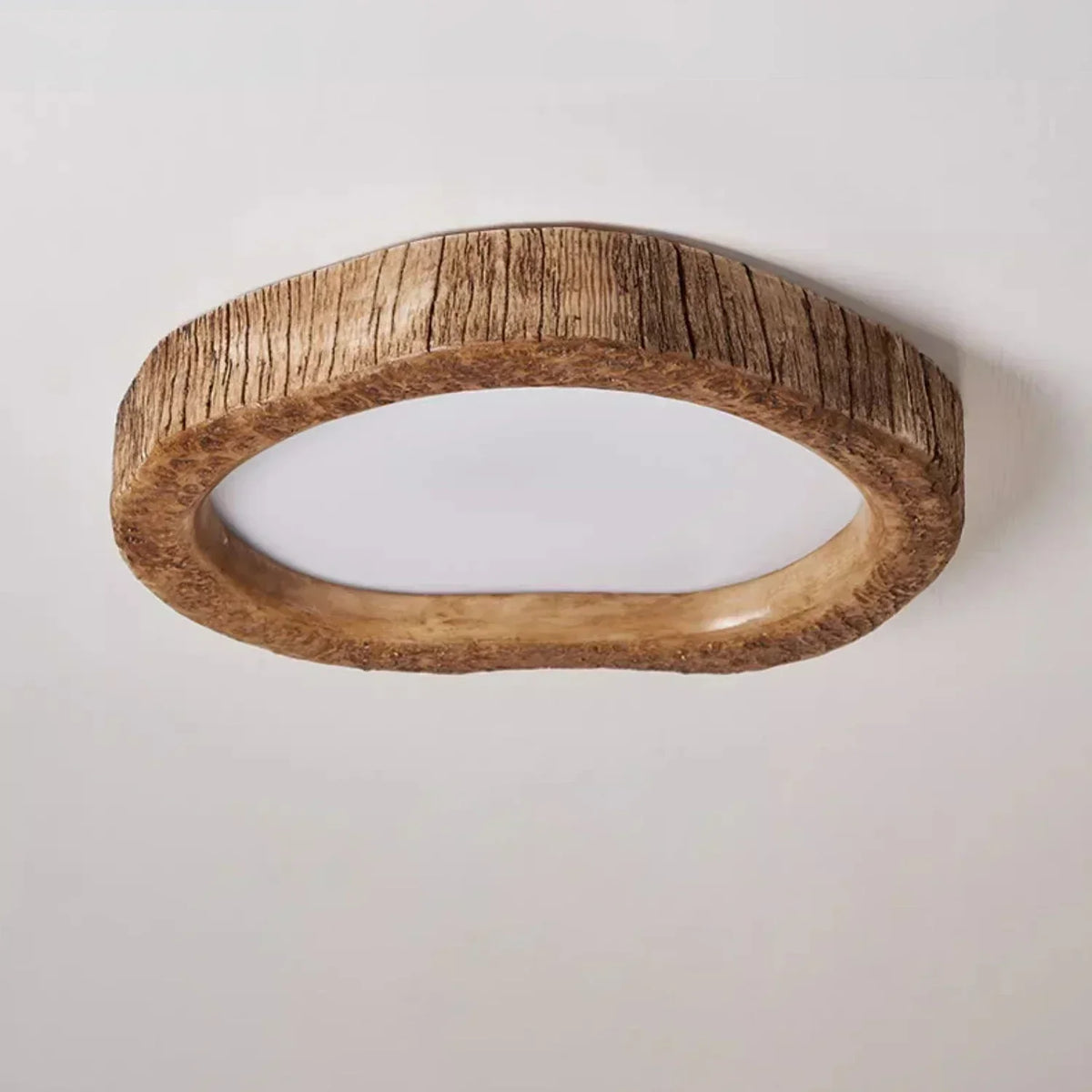 Plafonnier LED en bois et métal, trois teintes de blanc, 24 W