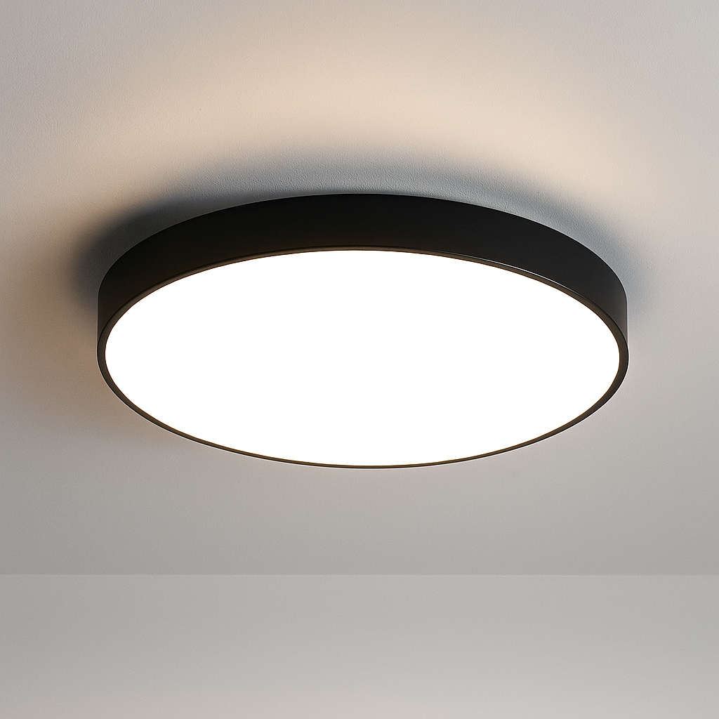 Plafonnier LED scandinave en acrylique, de 23 à 49 cm, noir