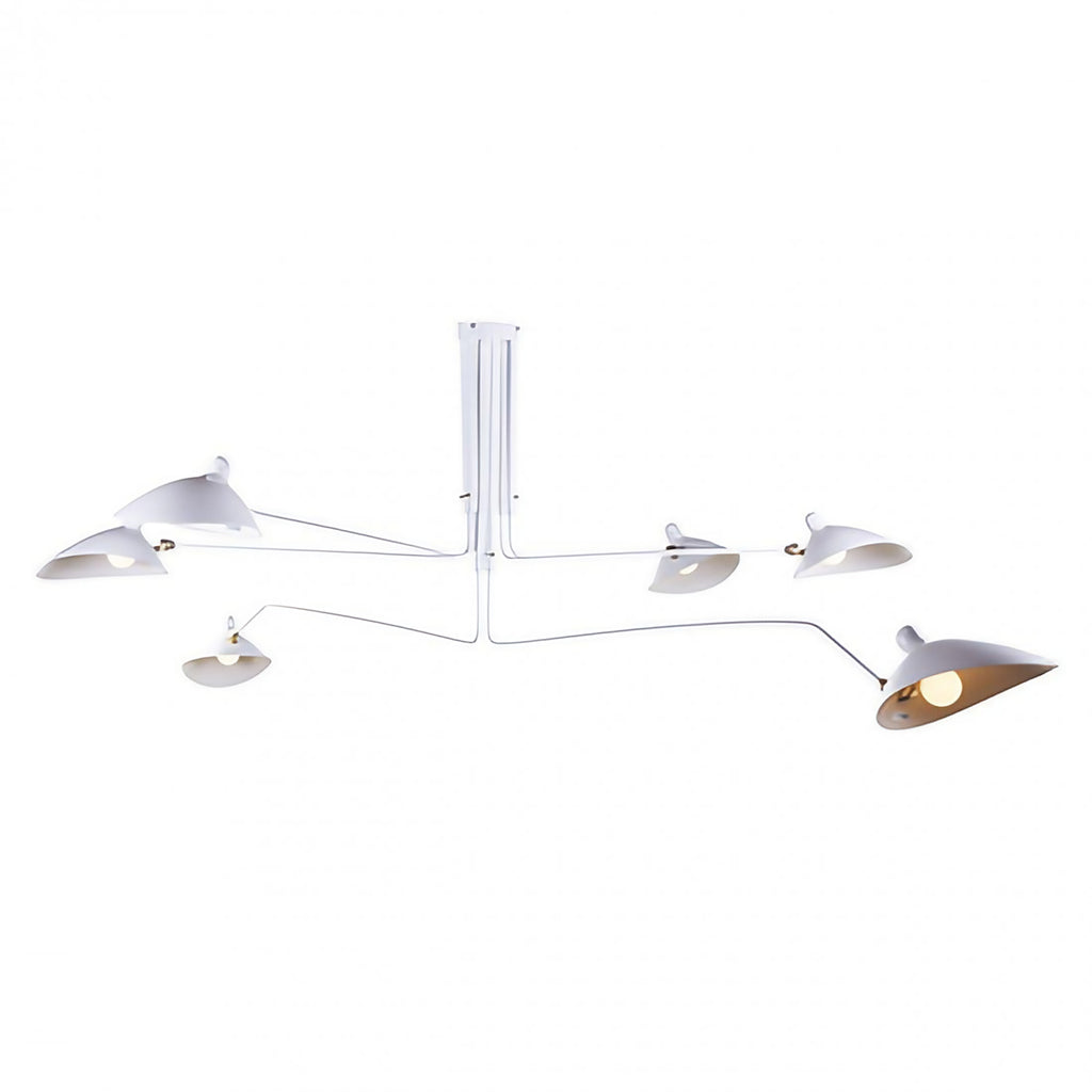 Plafonnier à bras orientables en métal, trois ou six têtes, blanc