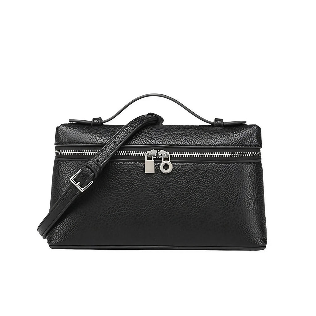 Pochette bandoulière femme en similicuir grainé, dix coloris, noir