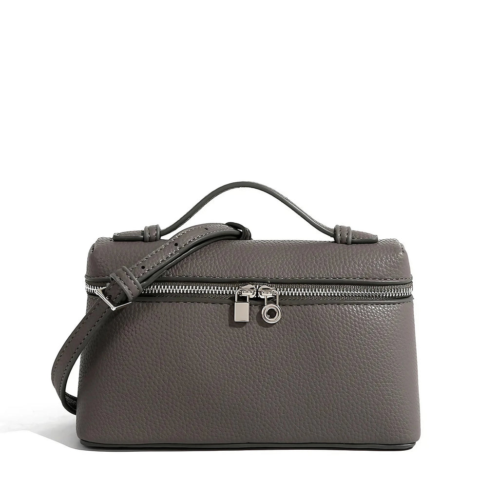 Pochette bandoulière femme en similicuir grainé, dix coloris, gris