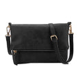 Pochette bandoulière femme en similicuir, rabat aimanté, six coloris, noir