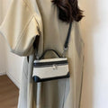 Petite pochette bandoulière femme, toile et similicuir, noir