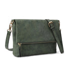 Pochette bandoulière femme en similicuir, rabat aimanté, six coloris, vert