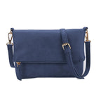 Pochette bandoulière femme en similicuir, rabat aimanté, six coloris, bleu
