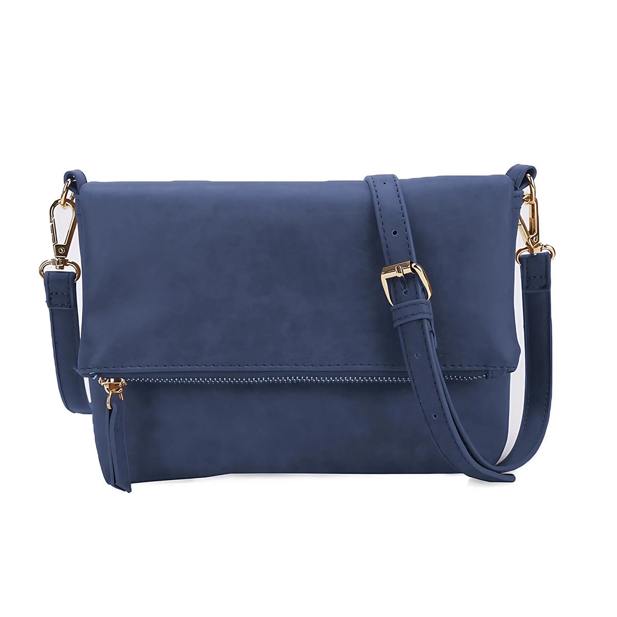 Pochette bandoulière femme en similicuir, rabat aimanté, six coloris, bleu
