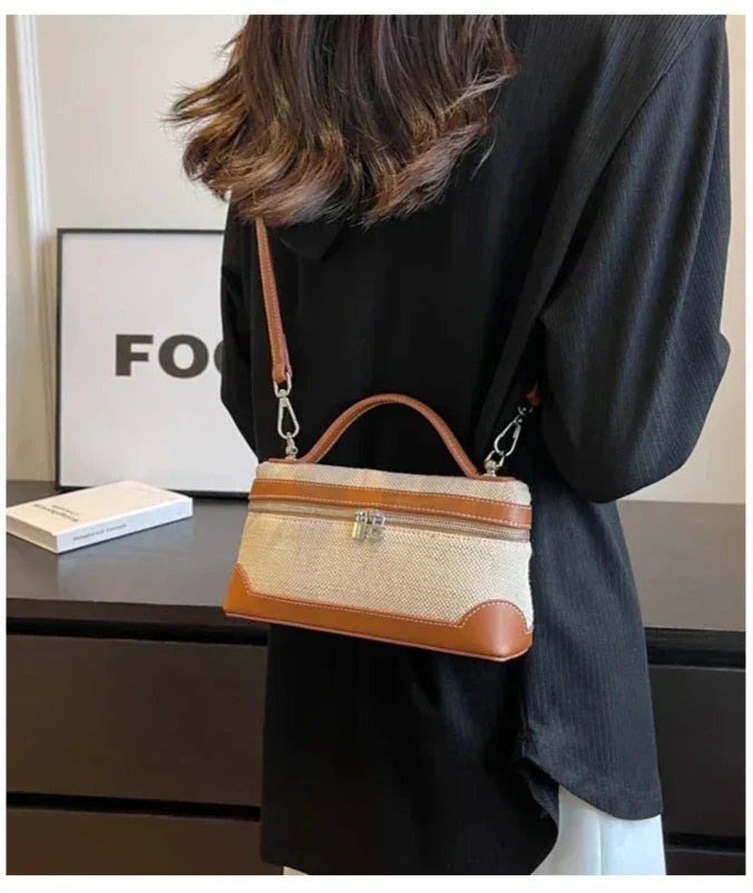 Petite pochette bandoulière femme, toile et similicuir